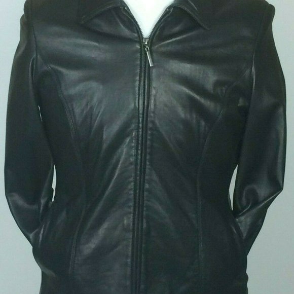 Dona Michi Black Leather Jacket Large Measurements - Picture 2 of 7
